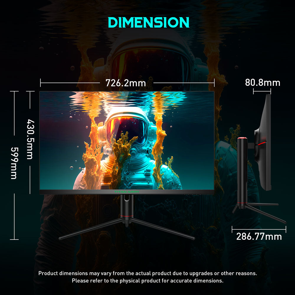 Herní monitor TITAN ARMY P32A2S2, 2560 x 1440 QHD FAST IPS panel, obnovovací frekvence 240 Hz, HDR400, 1ms GTG, režim GamePlus, adaptivní synchronizace, rozdělená obrazovka PIP/PBP, 2*HDMI 2.1 2*DP 1.4, podsvícení pro e-sporty, nastavitelný stojan