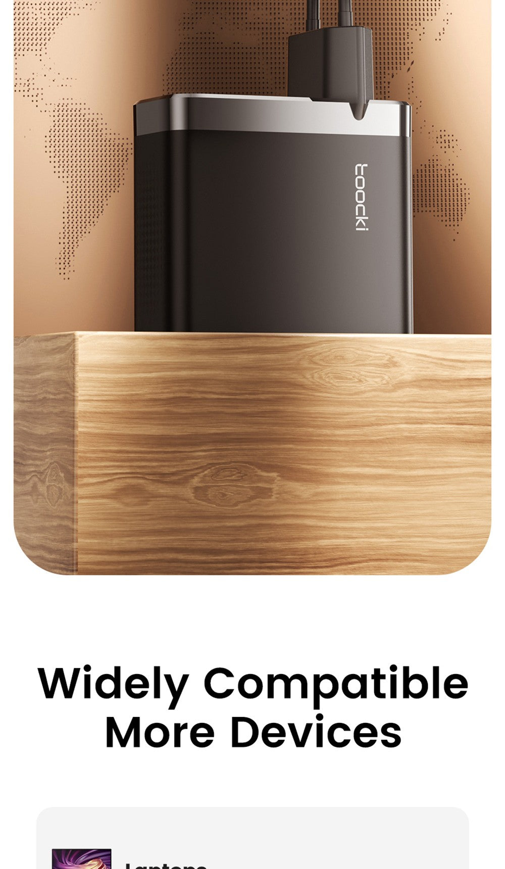 Nabíječka Toocki TCT100-XRB 100W GaN USB, trojitý port PD 3.0, pro iPhone, Huawei, Samsung, tablety a mobilní telefony