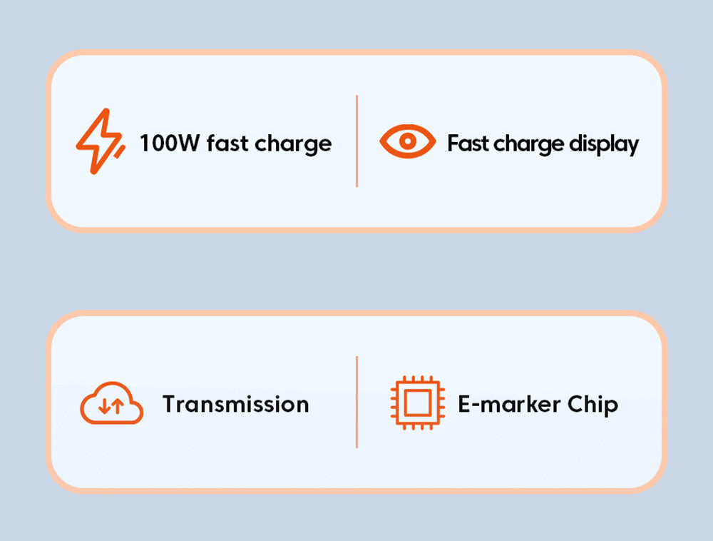 Rychlonabíjecí kabel Toocki TXCTT1-XY01 PD 100W, 5A, chytrý digitální displej, čip E-Marker, přenos dat 480 Mbps, opletený nylon, modrý - 1 m