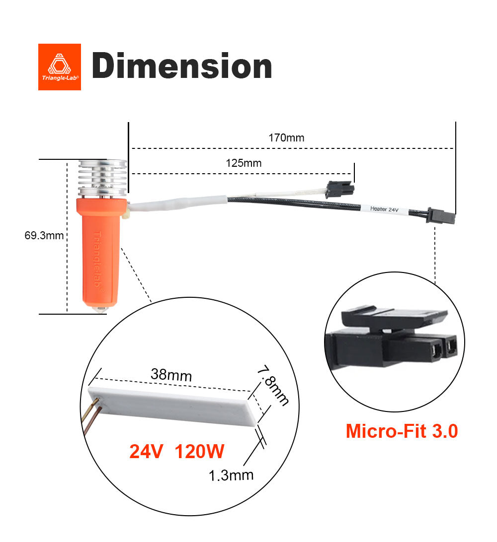 Trianglelab CHC XL odolný proti opotřebení vysokorychlostní hotend pro 3D tiskárny FDM