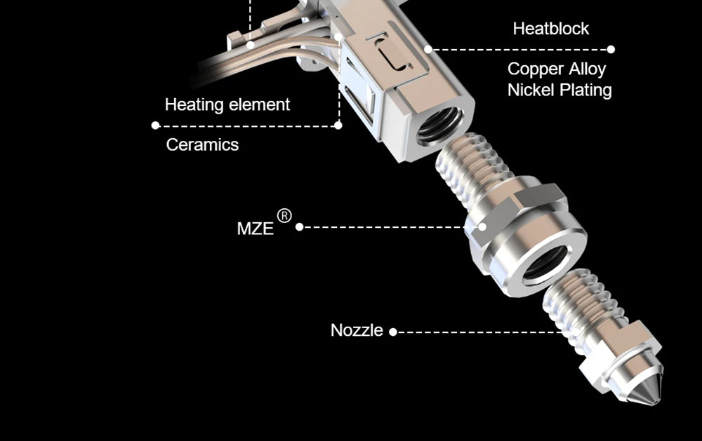 Trianglelab Rapido ACE HF Hotend - termistor PT1000, kompatibilní s Dragon/Rapido, adaptér V6