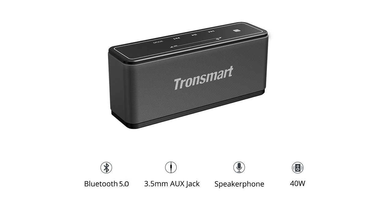 Reproduktor Tronsmart Element Mega SoundPulse™ Bluetooth 5.0 s výkonným maximálním výstupem 40 W, 3D digitálním zvukem, TWS intuitivním dotykovým ovládáním - černý