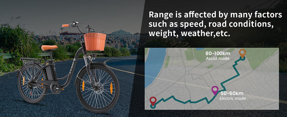 Elektrokolo TTGO YY-26ST, motor 250 W, baterie 36 V 14,5 Ah, pneumatiky 26*1,95 palce, maximální rychlost 25 km/h, maximální dojezd 100 km, kotoučová brzda, řazení SHIMANO 6 rychlostí, LED displej - černé