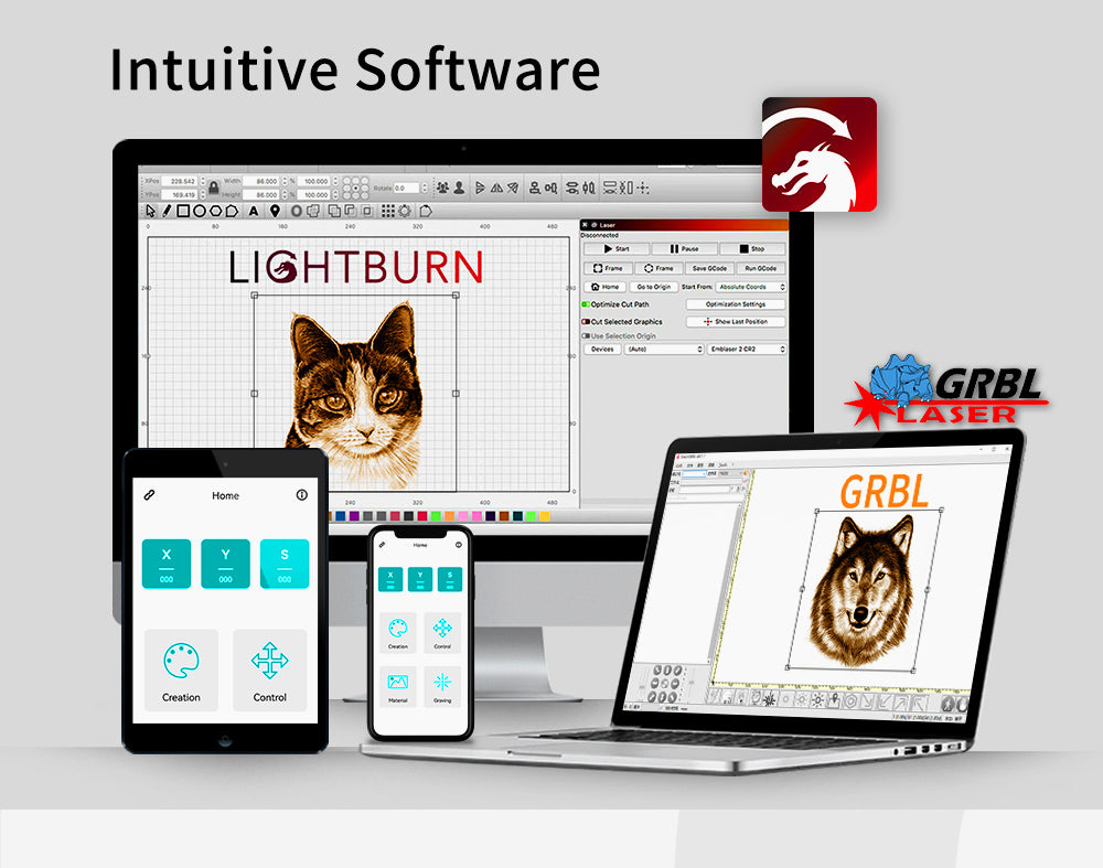Laserová gravírka/řezačka TWO TREES TTS-10 Pro 10W, rychlost gravírování 30000 mm/min, 300x300 mm, připojení k aplikaci, dálkové ovládání