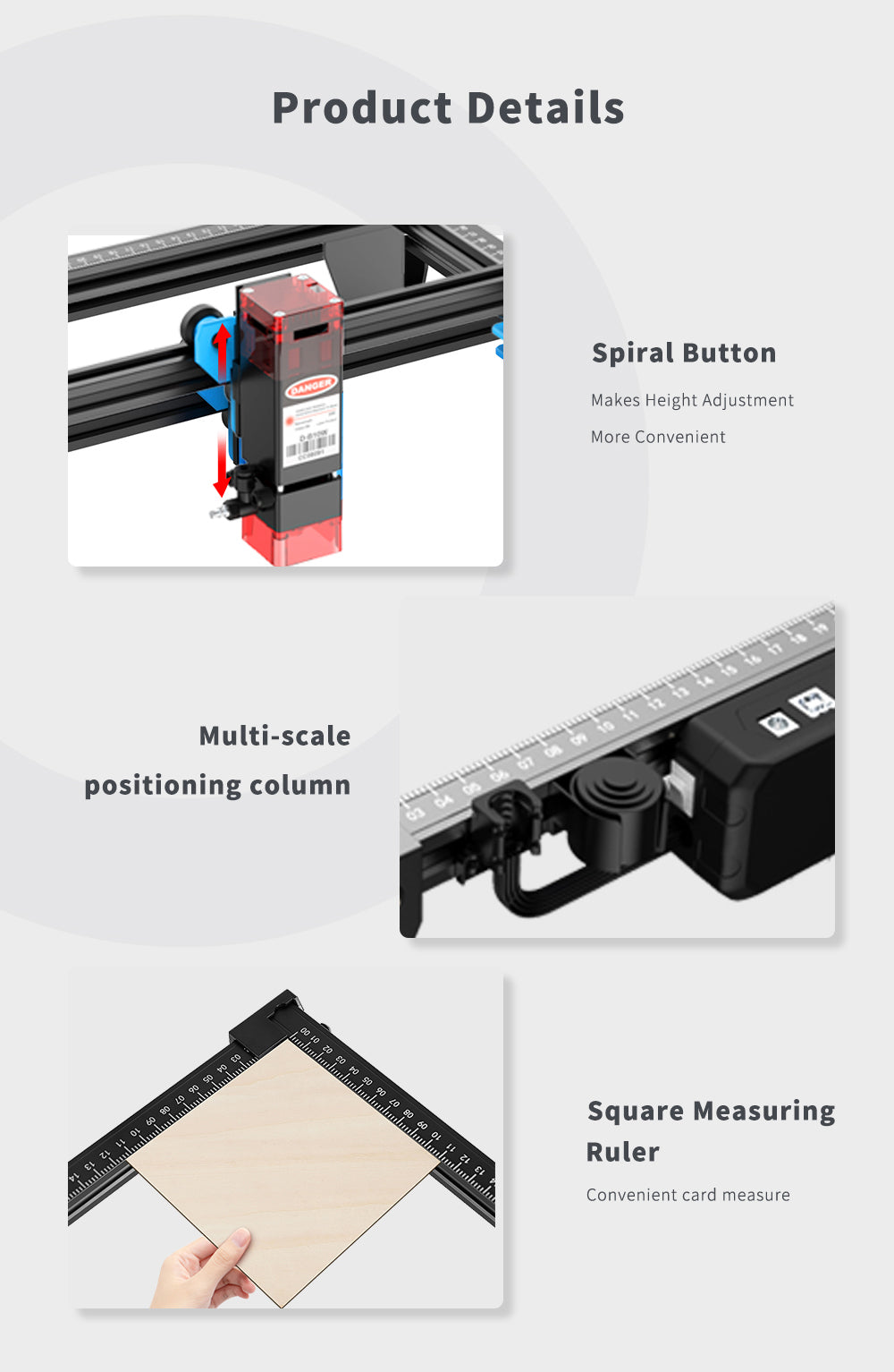 Laserová gravírka/řezačka TWO TREES TTS-10 Pro 10W, rychlost gravírování 30000 mm/min, 300x300 mm, připojení k aplikaci, dálkové ovládání