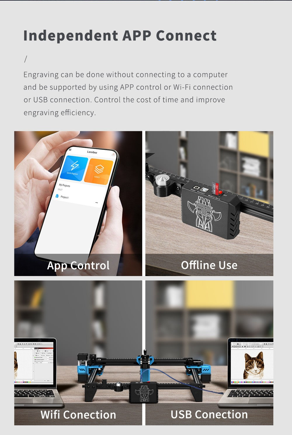 Two Trees TTS 20W laserový gravírovací řezací stroj na kov CNC laserový gravírovací stroj gravírovací plocha 300x300 mm