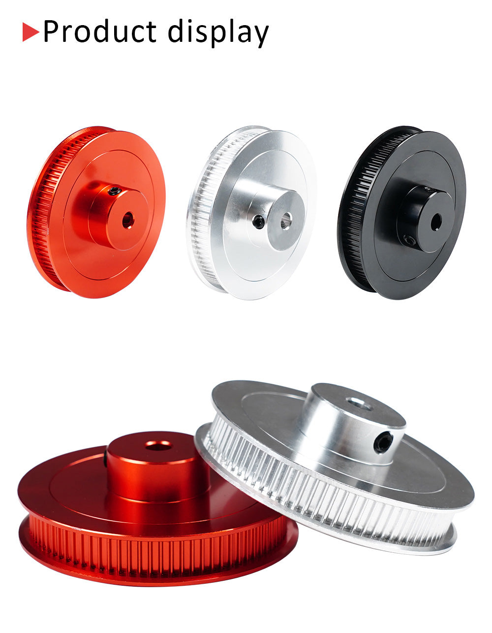 Díly pro 3D tiskárnu TWO TREES VORON V2.4 80 zubů GT2 Rozvodová kladka Vrtání 5mm Šířka řemenu 6mm Hliníkové hnací kolo - Černé