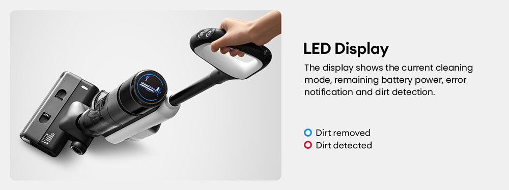 Bezdrátový vysavač a mop Ultenic AC1 Elite se samočištěním, až 50minutovou dobou provozu, inteligentní detekcí nečistot, 3 režimy čištění, LCD displej, dvojitá nádrž, samojízdný, skvělý na tvrdé podlahy a lepkavý nepořádek