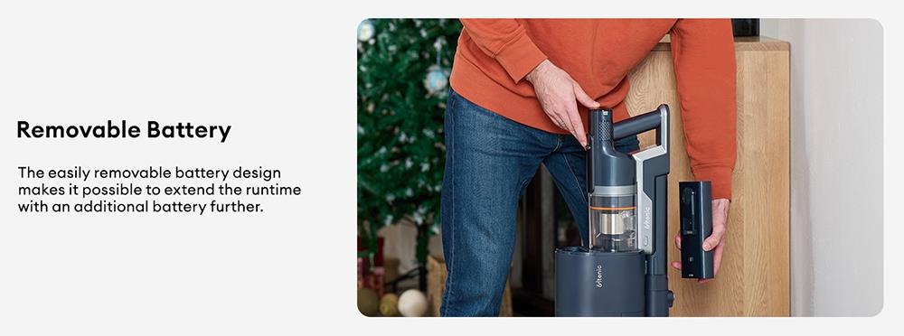 Bezdrátový vysavač Ultenic FS1 s automatickým vyprazdňováním, sací tlak 30 kPa, motor 450 W, 4 rychlostní režimy, 5vrstvá filtrace, doba provozu až 60 minut, vyjímatelná baterie, dotykový displej
