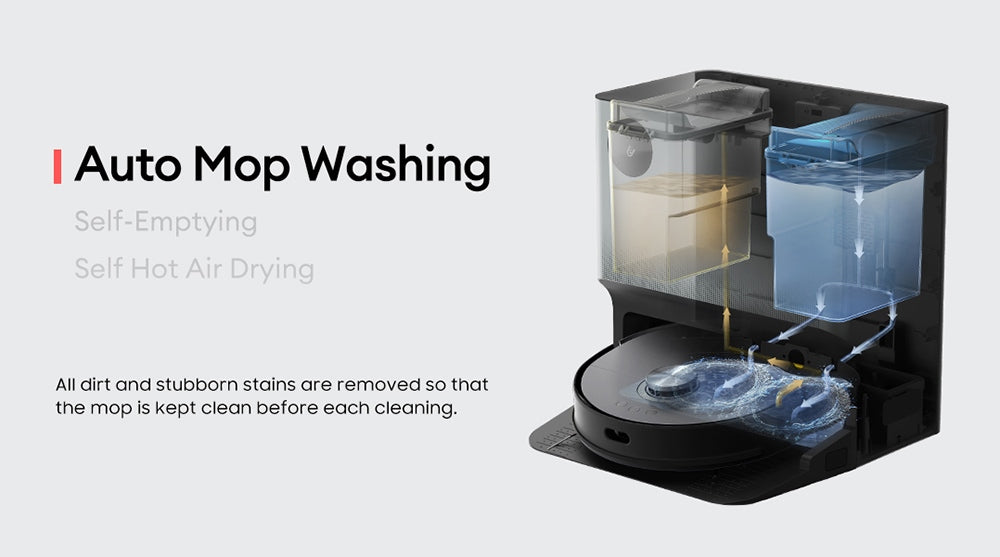 Robotický vysavač Ultenic MC1 s plně automatickou stanicí, sacím tlakem 5000 Pa, dvojitým rotačním mopováním, horkovzdušným sušením, 3l sáčkem na prach, baterií 5200 mAh, max. výdrží 180 minut, ovládáním pomocí aplikace/hlasem