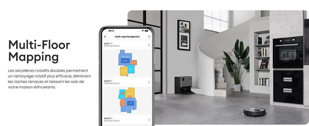 Robotický vysavač Ultenic MC1 s plně automatickou stanicí, sacím tlakem 5000 Pa, dvojitým rotačním mopováním, horkovzdušným sušením, 3l sáčkem na prach, baterií 5200 mAh, max. výdrží 180 minut, ovládáním pomocí aplikace/hlasem