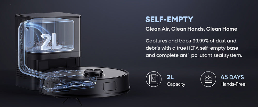 Robotický vysavač Ultenic T10 Lite s LiDAR navigací, sací tlak 4500 Pa, samovyprazdňování, Matrix Clean, doba provozu až 180 minut, 2l nádoba na prach, ovládání pomocí aplikace/Alexa/Siri/IFTTT, pro všechny podlahy a zvířecí chlupy