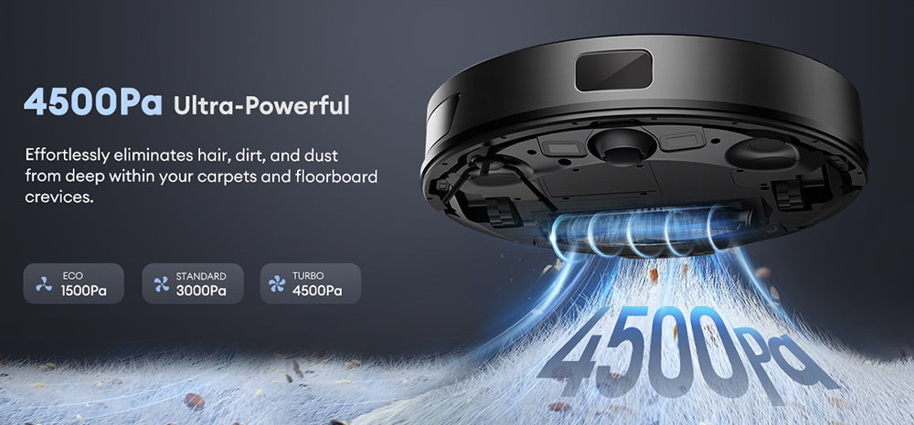 Robotický vysavač Ultenic T10 Lite s LiDAR navigací, sací tlak 4500 Pa, samovyprazdňování, Matrix Clean, doba provozu až 180 minut, 2l nádoba na prach, ovládání pomocí aplikace/Alexa/Siri/IFTTT, pro všechny podlahy a zvířecí chlupy
