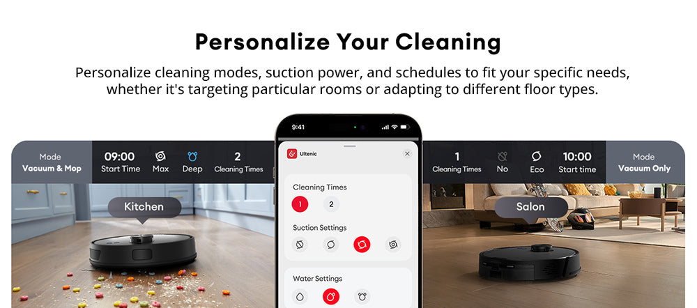 Robotický vysavač Ultenic T10 Lite s LiDAR navigací, sací tlak 4500 Pa, samovyprazdňování, Matrix Clean, doba provozu až 180 minut, 2l nádoba na prach, ovládání pomocí aplikace/Alexa/Siri/IFTTT, pro všechny podlahy a zvířecí chlupy