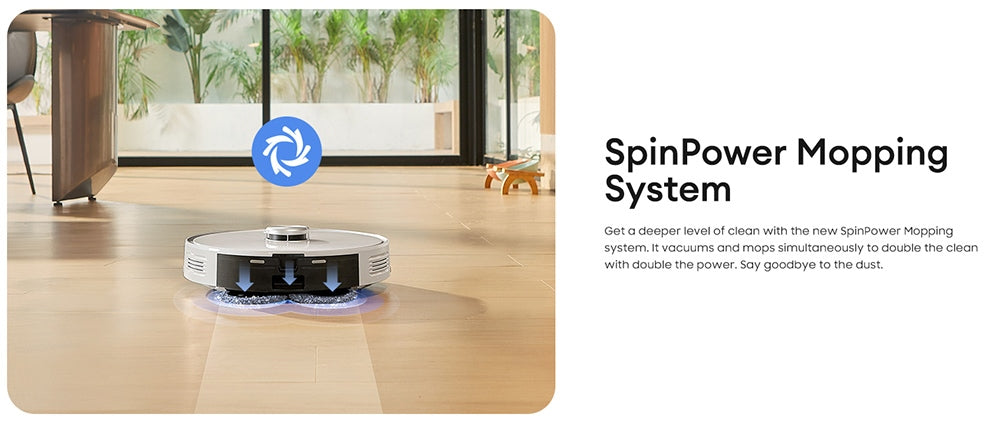 Robotický vysavač Ultenic T10 Pro se samovyprazdňovací stanicí, sacím tlakem 4000 Pa, dvojitým vytíráním SpinPower, sáčkem o objemu 3,3 l, navigací Lidar, funkcí Carpet Boost, baterií 5200 mAh, max. výdrží 200 minut, ovládáním pomocí aplikace/hlasem