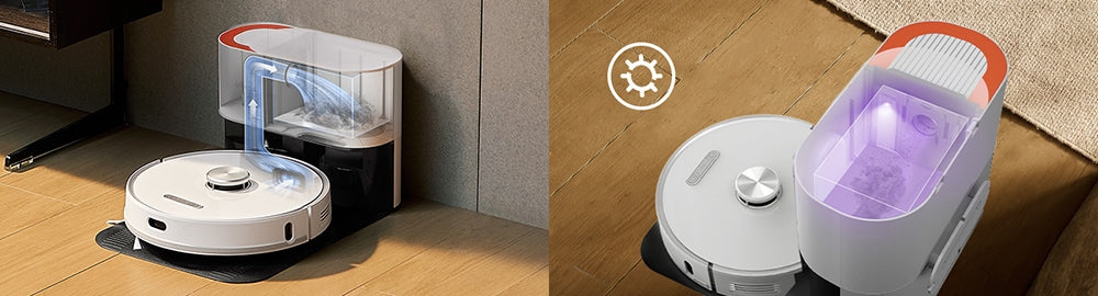 Robotický vysavač Ultenic T10 Pro se samovyprazdňovací stanicí, sacím tlakem 4000 Pa, dvojitým vytíráním SpinPower, sáčkem o objemu 3,3 l, navigací Lidar, funkcí Carpet Boost, baterií 5200 mAh, max. výdrží 200 minut, ovládáním pomocí aplikace/hlasem