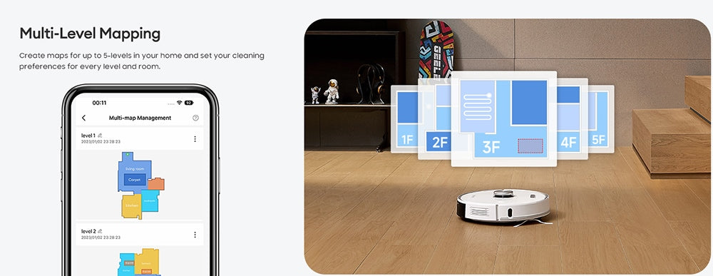 Robotický vysavač Ultenic T10 Pro se samovyprazdňovací stanicí, sacím tlakem 4000 Pa, dvojitým vytíráním SpinPower, sáčkem o objemu 3,3 l, navigací Lidar, funkcí Carpet Boost, baterií 5200 mAh, max. výdrží 200 minut, ovládáním pomocí aplikace/hlasem