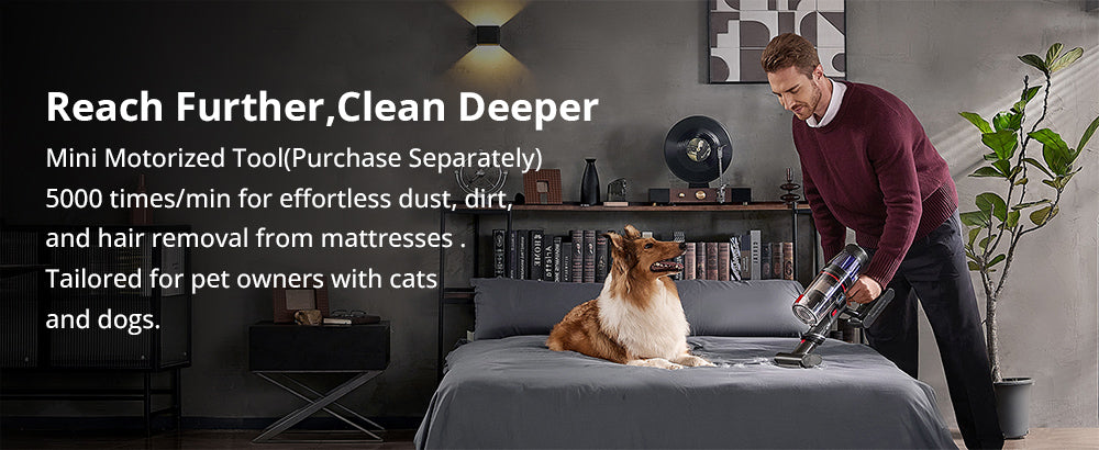 Bezdrátový vysavač Ultenic U16 Flex, sací výkon 45 000 Pa, doba provozu 60 minut, flexibilní tyč o 180°, kartáč proti zamotání, zelené světlo, LED displej, nabíjení na zeď