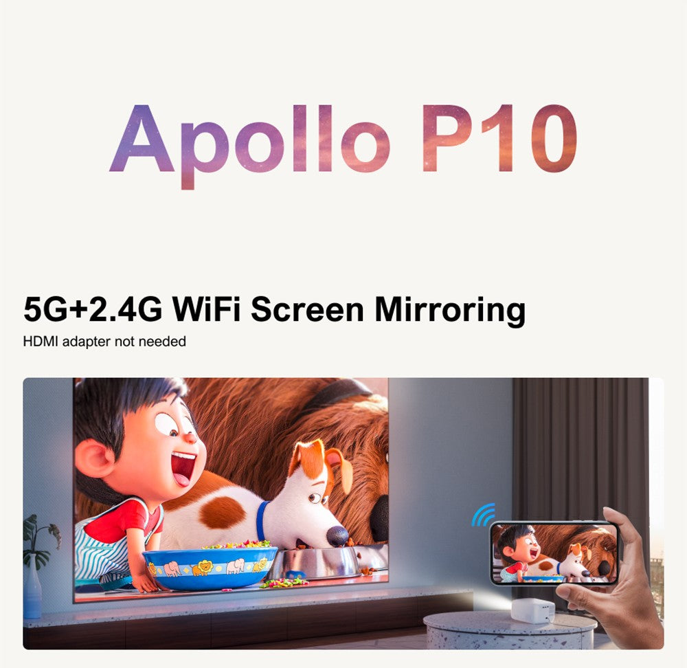 Přenosný projektor ULTIMEA Apollo P10, 300 ANSI, dekódování 1080p, nativní 720p, WiFi 2,4 GHz/5 GHz