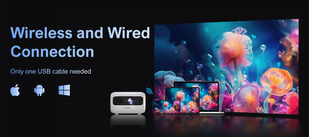 Přenosný projektor ULTIMEA Apollo P10, 300 ANSI, dekódování 1080p, nativní 720p, WiFi 2,4 GHz/5 GHz