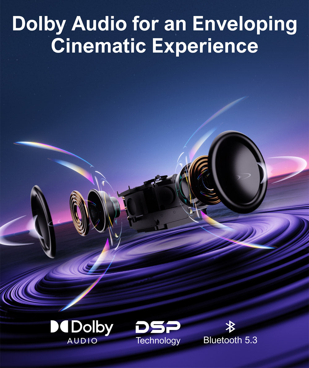 Projektor Ultimea Apollo P50, 800 ANSI lumenů, nativní rozlišení 1080p, Dolby Audio, automatické přizpůsobení obrazovky a vyhýbání se objektům, WiFi 6, Bluetooth 5.3