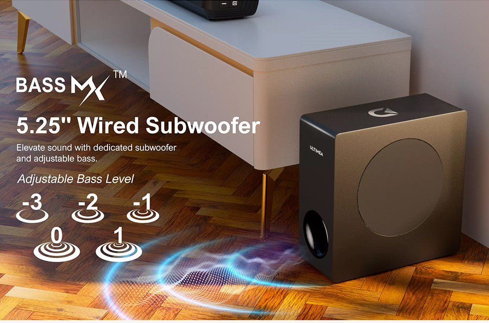 Ultimea Apollo S50 4.1kanálový odnímatelný soundbar se subwooferem, Bluetooth 5.3, nastavitelná úroveň basů, 3 režimy ekvalizéru