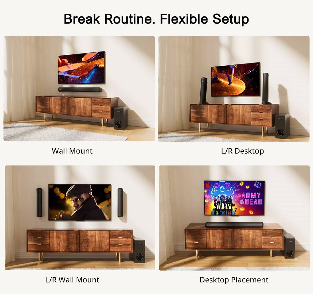 Ultimea Apollo S50 4.1kanálový odnímatelný soundbar se subwooferem, Bluetooth 5.3, nastavitelná úroveň basů, 3 režimy ekvalizéru