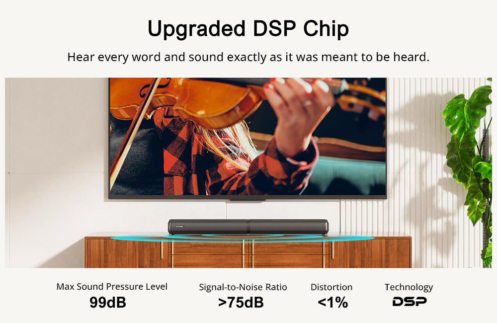 Ultimea Apollo S50 4.1kanálový odnímatelný soundbar se subwooferem, Bluetooth 5.3, nastavitelná úroveň basů, 3 režimy ekvalizéru