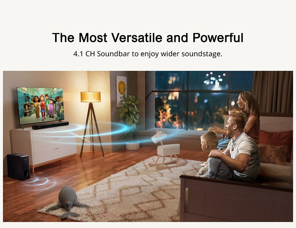 Ultimea Apollo S50 4.1kanálový odnímatelný soundbar se subwooferem, Bluetooth 5.3, nastavitelná úroveň basů, 3 režimy ekvalizéru