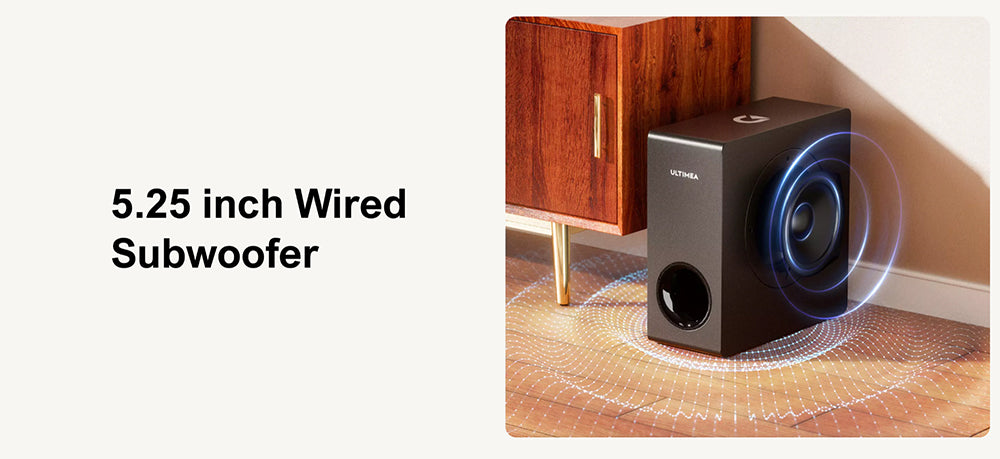 Ultimea Apollo S50 4.1kanálový odnímatelný soundbar se subwooferem, Bluetooth 5.3, nastavitelná úroveň basů, 3 režimy ekvalizéru