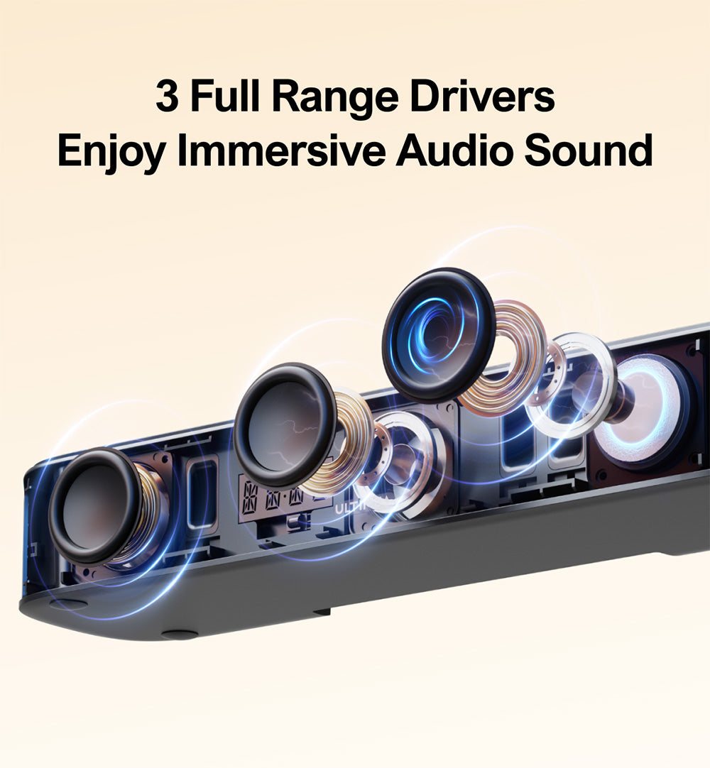 Reproduktorová sada Ultimea Aura A40 Soundbar se subwooferem, 7.1 kanálů, ovládání aplikací, 10pásmový ekvalizér, 121 přednastavených ekvalizérů, Bluetooth 5.3, špičkový výkon 330 W