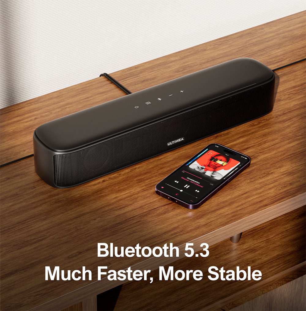 Reproduktorová sada Ultimea Aura A40 Soundbar se subwooferem, 7.1 kanálů, ovládání aplikací, 10pásmový ekvalizér, 121 přednastavených ekvalizérů, Bluetooth 5.3, špičkový výkon 330 W