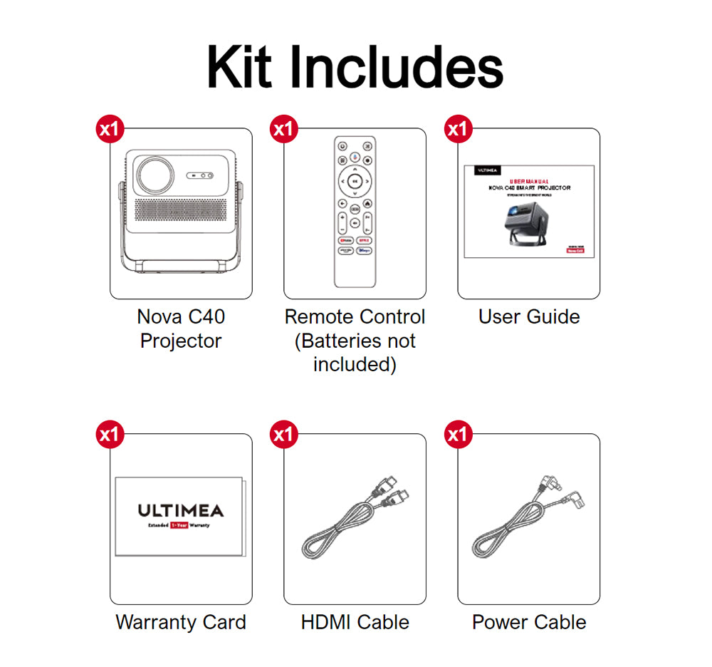 Projektor ULTIMEA Nova C40 s kardanovým stojanem, 600 ANSI, 4K dekódování, nativní 1080P, Bluetooth 5.3, Android TV 11.0, Dolby Audio, automatické ostření a korekce lichoběžníkového zkreslení