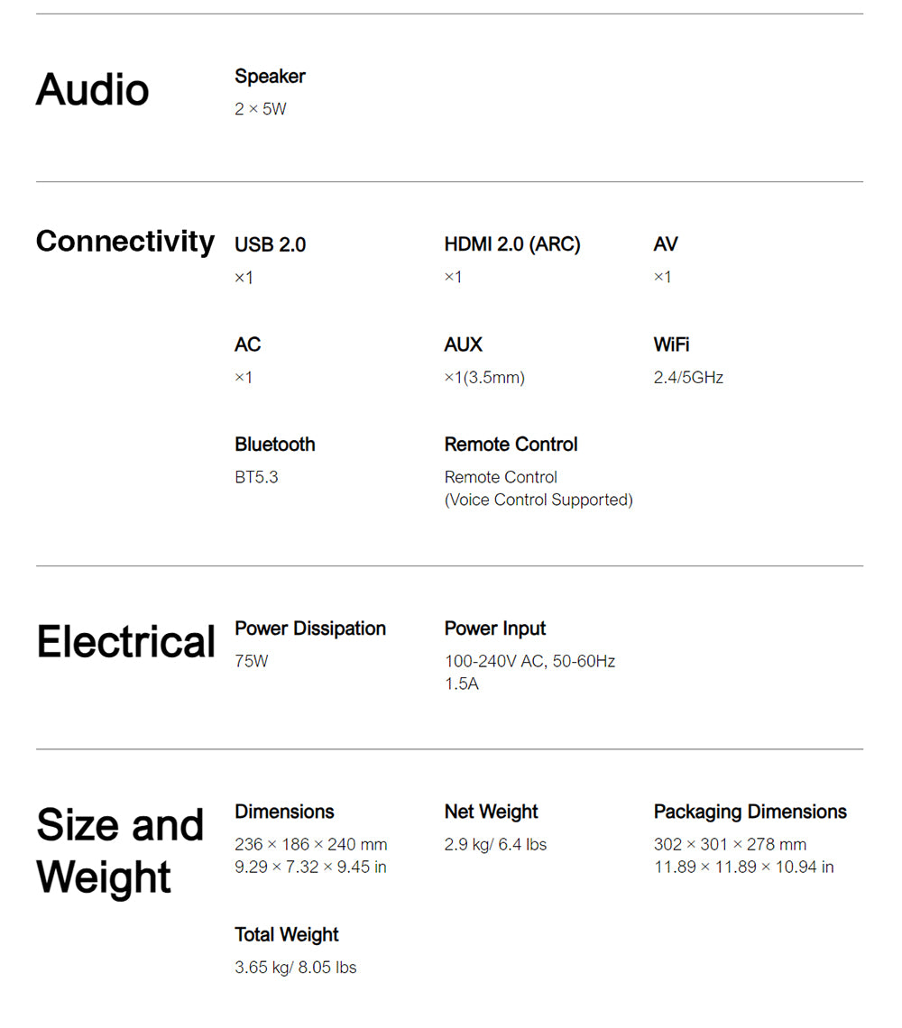 Projektor ULTIMEA Nova C40 s kardanovým stojanem, 600 ANSI, 4K dekódování, nativní 1080P, Bluetooth 5.3, Android TV 11.0, Dolby Audio, automatické ostření a korekce lichoběžníkového zkreslení