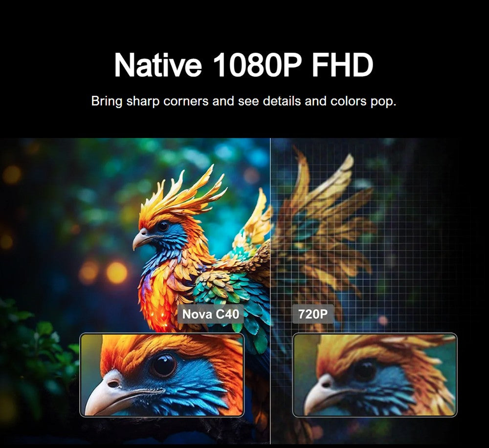 Projektor ULTIMEA Nova C40 s kardanovým stojanem, 600 ANSI, 4K dekódování, nativní 1080P, Bluetooth 5.3, Android TV 11.0, Dolby Audio, automatické ostření a korekce lichoběžníkového zkreslení