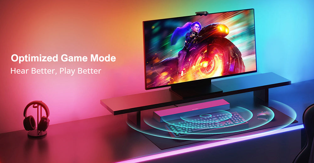 Soundbar ULTIMEA Nova S40 s kabelovým subwooferem, 2.1 kanálový, dálkové ovládání, režim Film/Hudba/Hra, připojení ARC/optické/AUX/USB/Bluetooth 5.3, pro hraní her s TV a PC