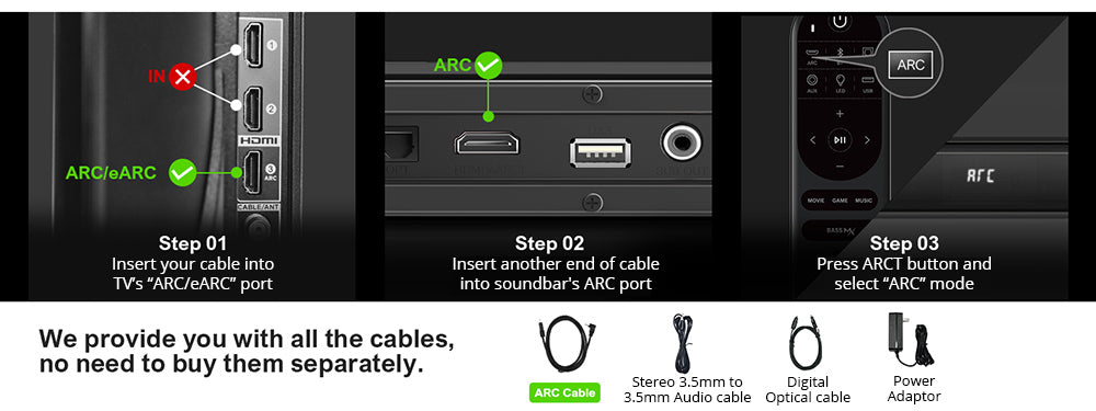 Soundbar ULTIMEA Nova S40 s kabelovým subwooferem, 2.1 kanálový, dálkové ovládání, režim Film/Hudba/Hra, připojení ARC/optické/AUX/USB/Bluetooth 5.3, pro hraní her s TV a PC