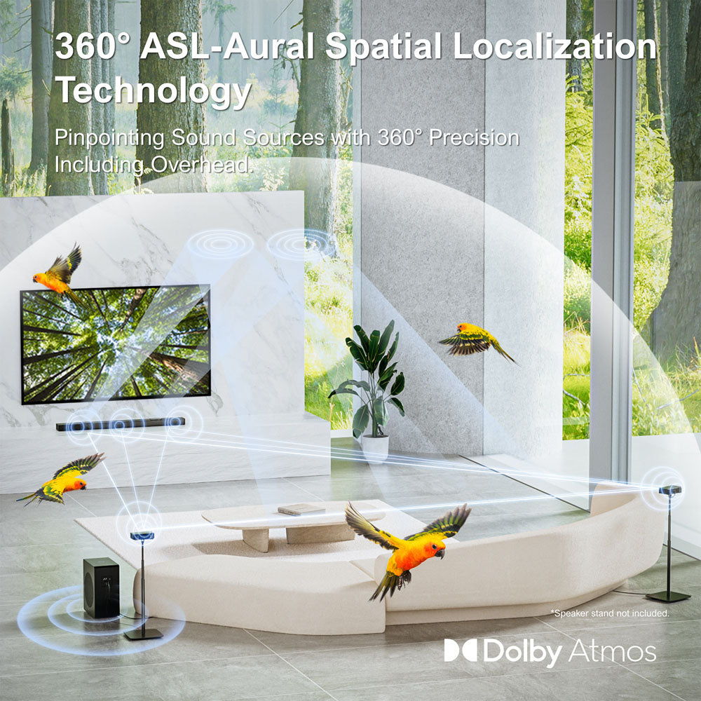 Reproduktorová sada soundbaru Ultimea Nova S80 se subwooferem, 5.1.2 kanálů, průchod 4K HDR, dekódování Dolby Atmos, špičkový výkon 520 W