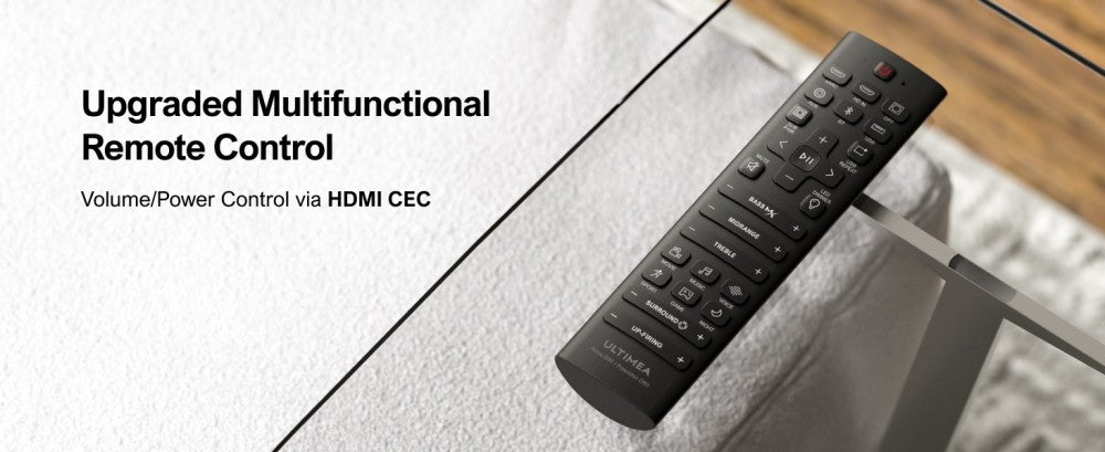 Soundbar Ultimea Nova S90 7.1.4, sada reproduktorů se subwooferem, Dolby Atmos, špičkový výkon 740 W, 4K HDR pass-through, 6 režimů ekvalizéru