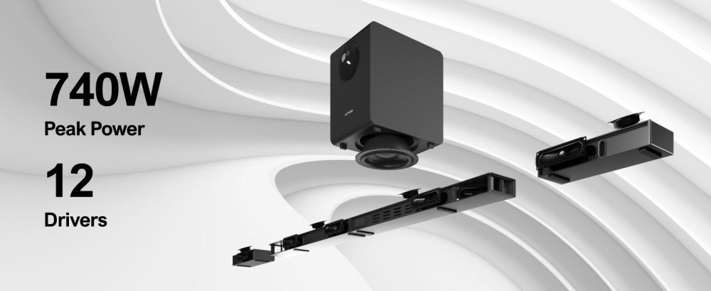 Soundbar Ultimea Nova S90 7.1.4, sada reproduktorů se subwooferem, Dolby Atmos, špičkový výkon 740 W, 4K HDR pass-through, 6 režimů ekvalizéru