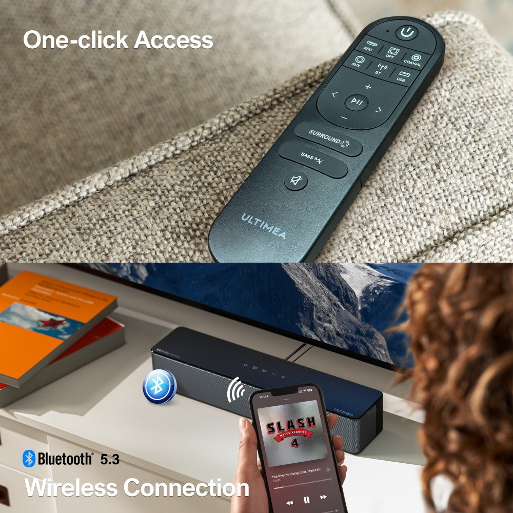 Reproduktorová sada Ultimea Poseidon D60 Soundbar se subwooferem, Dolby Atmos 5.1, nastavitelná úroveň prostorového zvuku, více režimů
