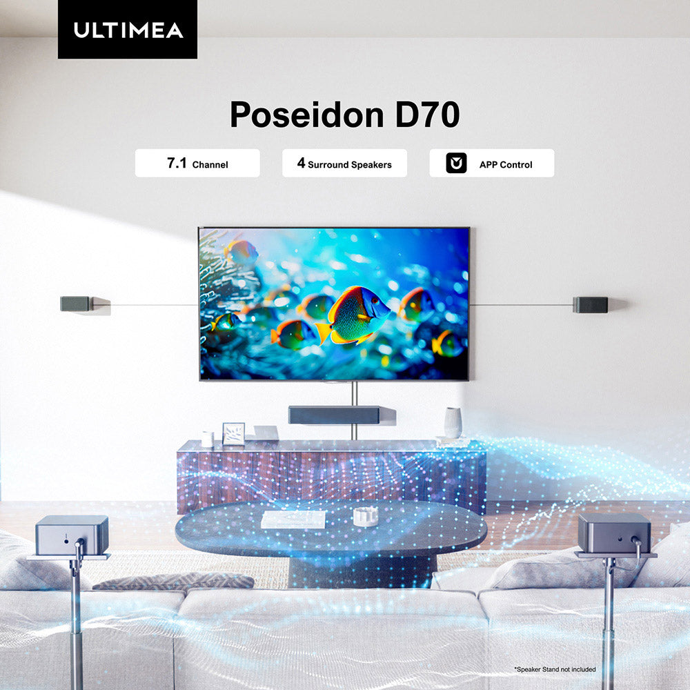 Ultimea Poseidon D70 Soundbar, sada reproduktorů se subwooferem, 7.1 kanálů, 10pásmový ekvalizér, 121 přednastavených ekvalizérů