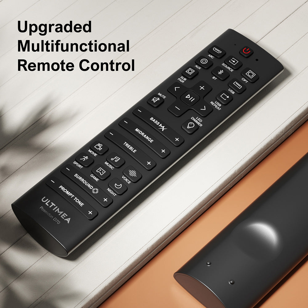 Ultimea Poseidon D70 Soundbar, sada reproduktorů se subwooferem, 7.1 kanálů, 10pásmový ekvalizér, 121 přednastavených ekvalizérů