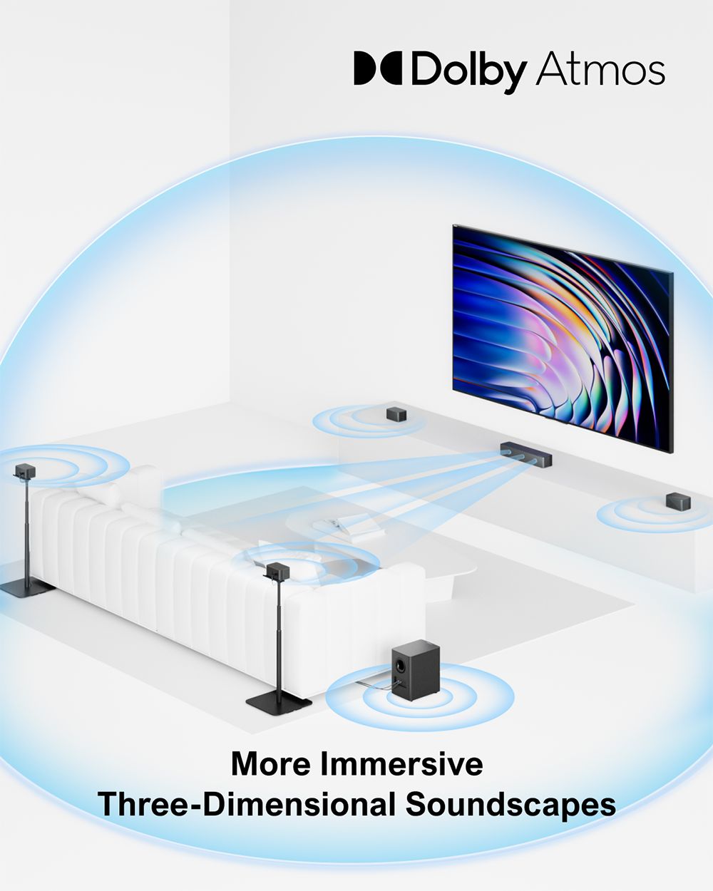 ULTIMEA Poseidon D80 7.1kanálový soundbar se subwooferem, Dolby Atmos, špičkový výkon 460 W, ovládání přes aplikaci, 10pásmový ekvalizér, 121 přednastavených ekvalizérů, Bluetooth 5.3
