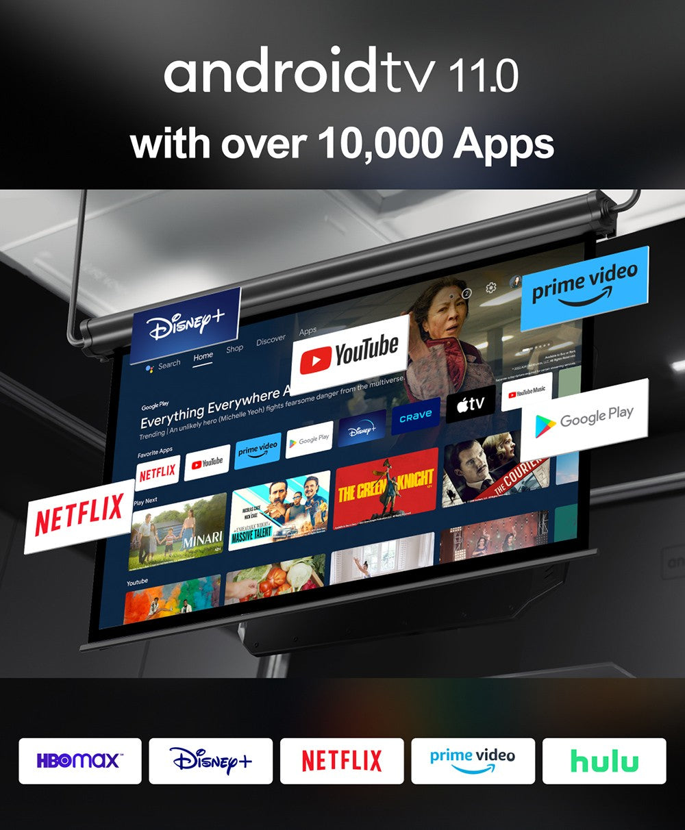 Projektor Ultimea Poseidon E40, 1000 ANSI lumenů, 4K dekódování, nativní rozlišení 1080p, Dolby Audio, 2 x 10W reproduktory, WiFi 6, Bluetooth 5.3