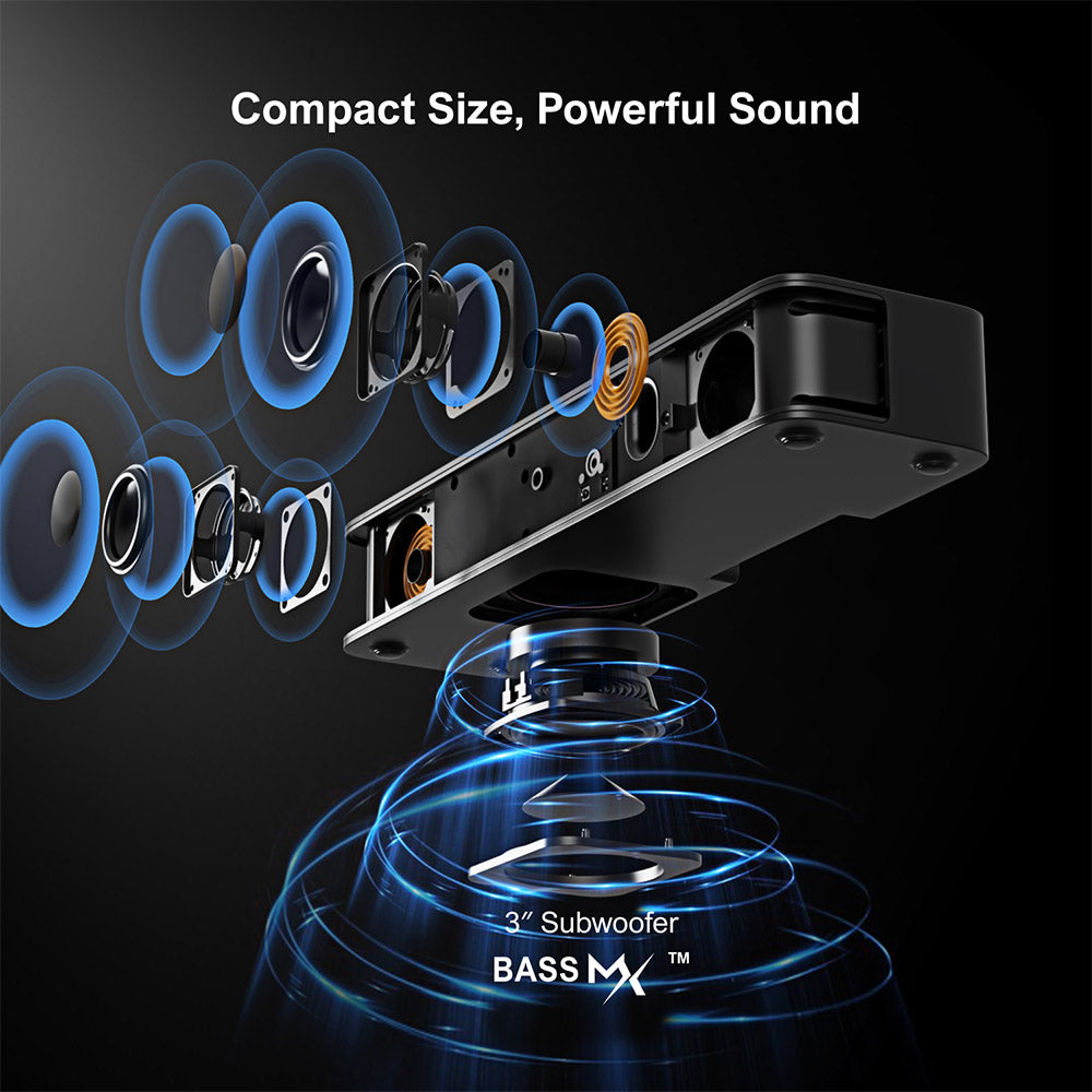 Soundbar Ultimea Solo B30 Pro, 2.1 kanálový, vestavěný 3'' subwoofer, špičkový výkon 120 W, 10pásmový ekvalizér, 121 přednastavených ekvalizérů, Bluetooth 5.3, ovládání aplikací