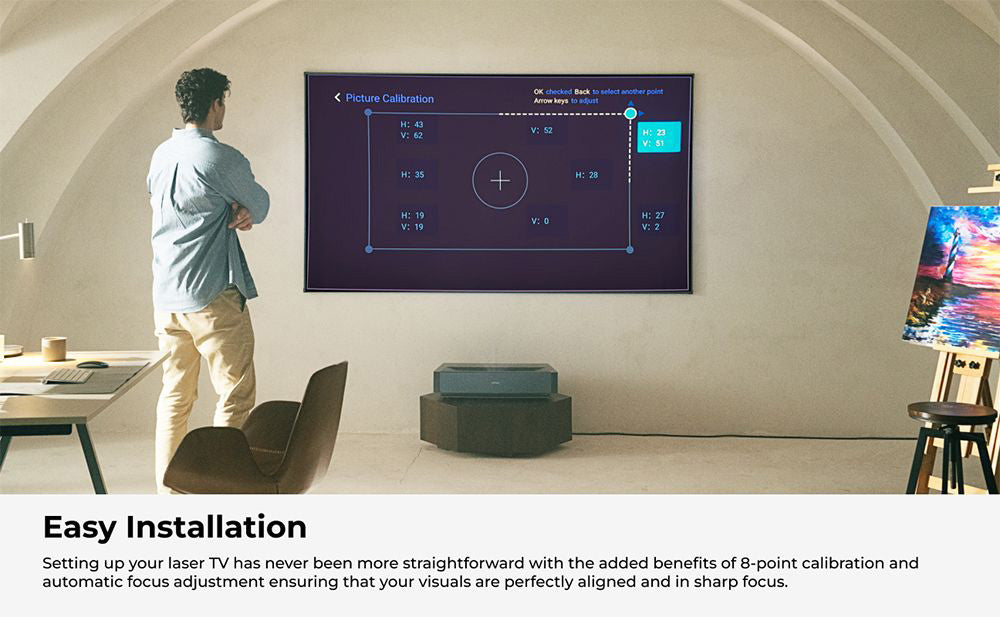 Laserový televizor Ultimea Thor T60, 4000 ANSI, Dolby Atmos a Dolby Vision, nativní rozlišení 4K, HDR 10, kontrast 4000:1, 8bodová kalibrace, Android TV 11 – zástrčka EU