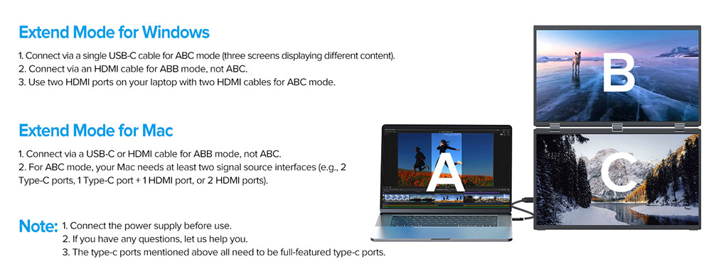 Přenosný skládací monitor UPERFECT Delta 15,6 palce s dvojitou obrazovkou, rozlišení 1920*1080 FHD IPS, obnovovací frekvence 60 Hz, kontrastní poměr 1000:1, 360° skládací, vestavěný reproduktor, vestavěný stojan a možnost montáže VESA, 2* plně funkční porty typu C, 2* mini HDMI – zástrčka EU