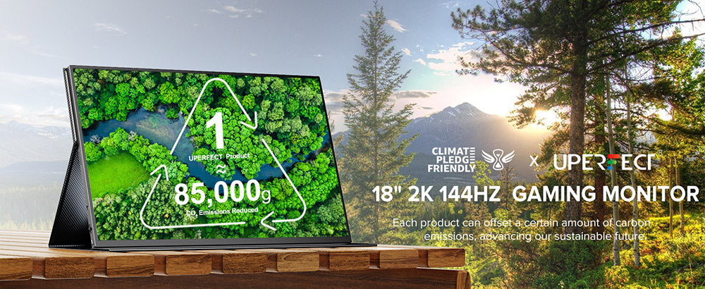 Přenosný herní monitor UPERFECT K118 18'', obnovovací frekvence 144 Hz, rozlišení 2560x1600 QHD IPS, kontrastní poměr 1000:1, FreeSync, HDR, 100% DCI-P3, vestavěný reproduktor, doba odezvy 9 ms, nízká hladina modrého světla, držák VESA, 1* Mini HDMI, 1* Type-C, 1* audio jack – zástrčka EU