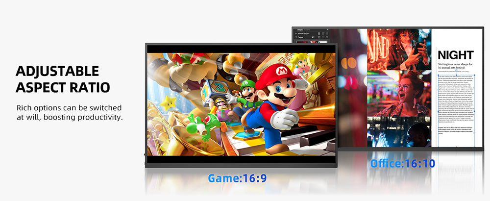 Přenosný herní monitor UPERFECT K118 18'', obnovovací frekvence 144 Hz, rozlišení 2560x1600 QHD IPS, kontrastní poměr 1000:1, FreeSync, HDR, 100% DCI-P3, vestavěný reproduktor, doba odezvy 9 ms, nízká hladina modrého světla, držák VESA, 1* Mini HDMI, 1* Type-C, 1* audio jack – zástrčka EU